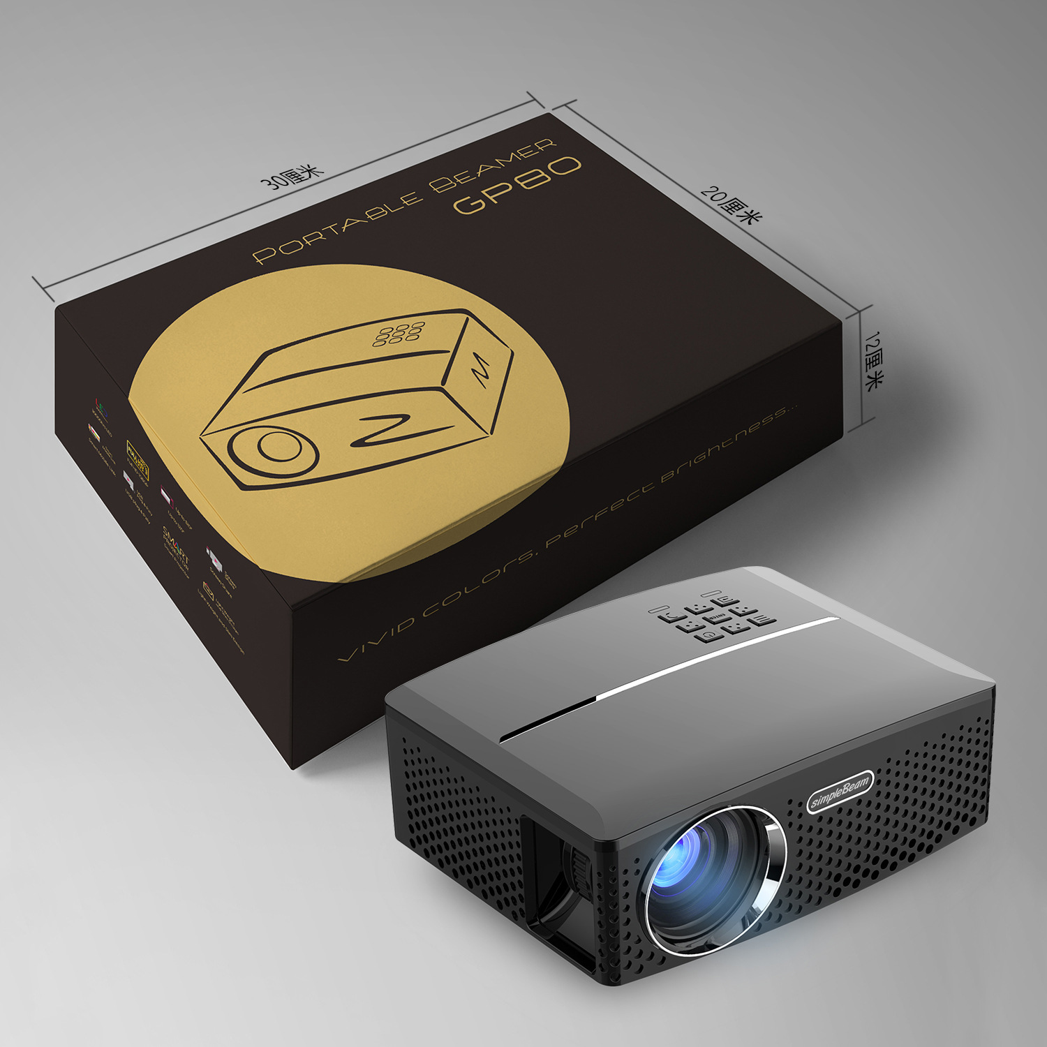 Gp80up power Android 6.0os portable LED projector dual chip MSTAR + AMLOGIC