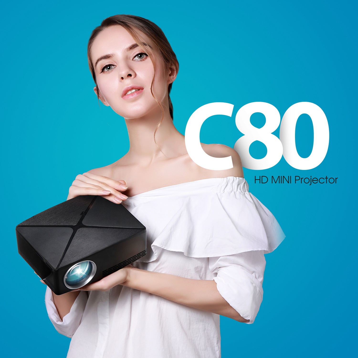 New projector c80up-720p portable HD projector WiFi / Bluetooth wireless same screen