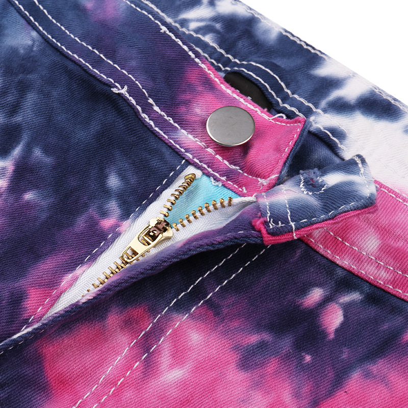 2021 Jeans women's fashion temperament tie dye tassel micro trumpet casual pants
