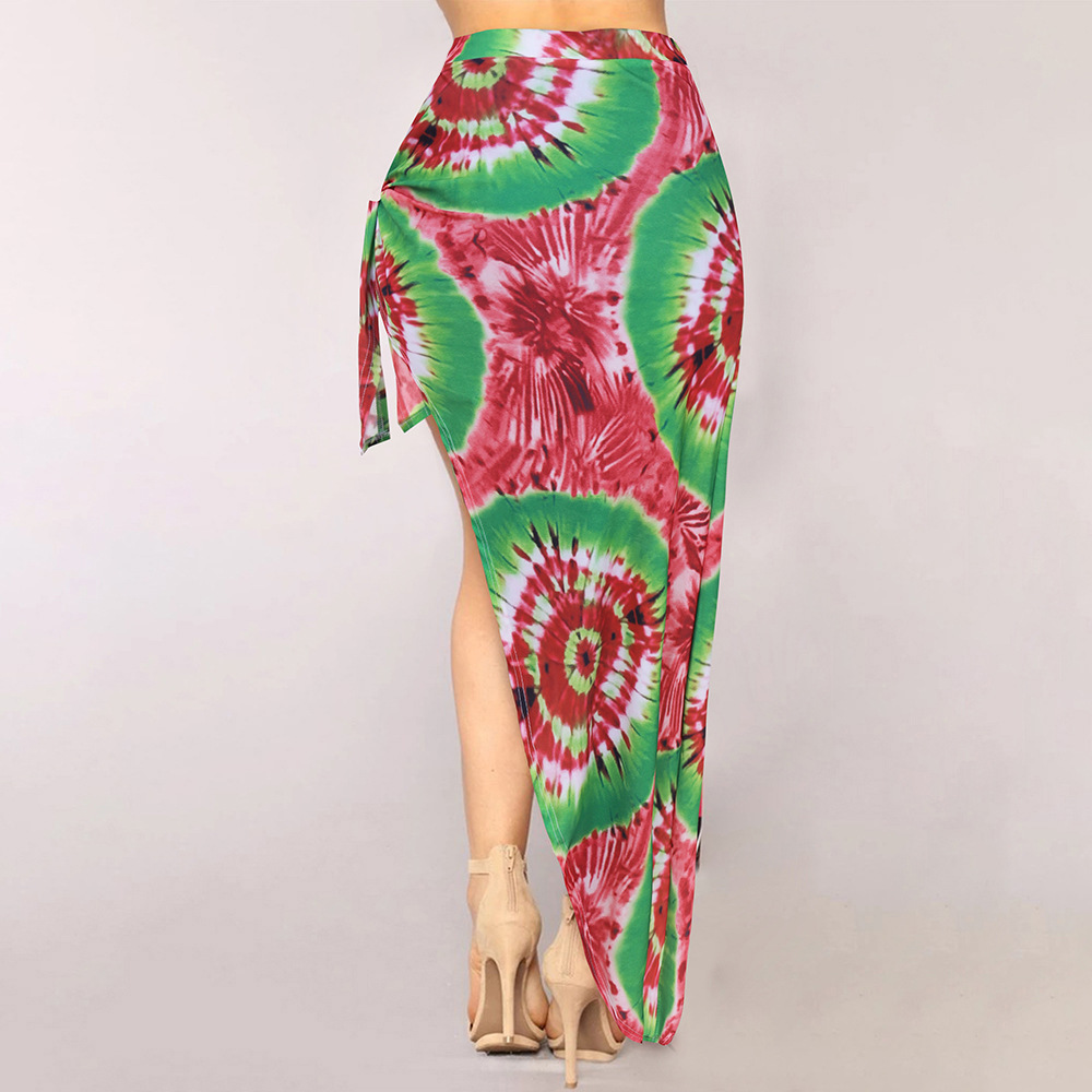 2021 summer bikini beach swimsuit beach holiday leaf print split skirt split swimsuit