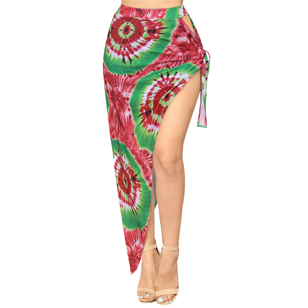 2021 summer bikini beach swimsuit beach holiday leaf print split skirt split swimsuit