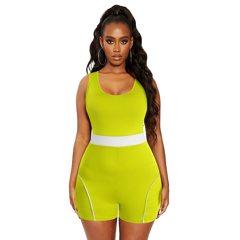 2021 New summer women's sports suspender knitted Jumpsuit