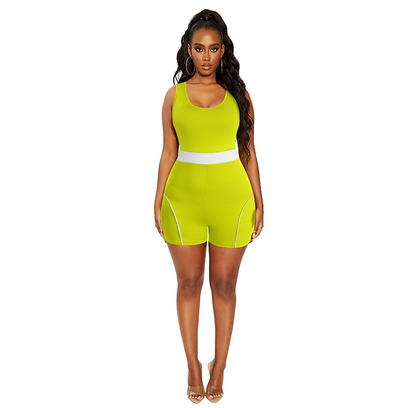 2021 New summer women's sports suspender knitted Jumpsuit