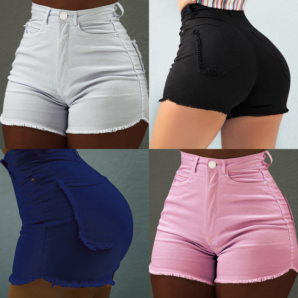 2021 Hot pants solid slim Pocket Shorts fashion lace jeans