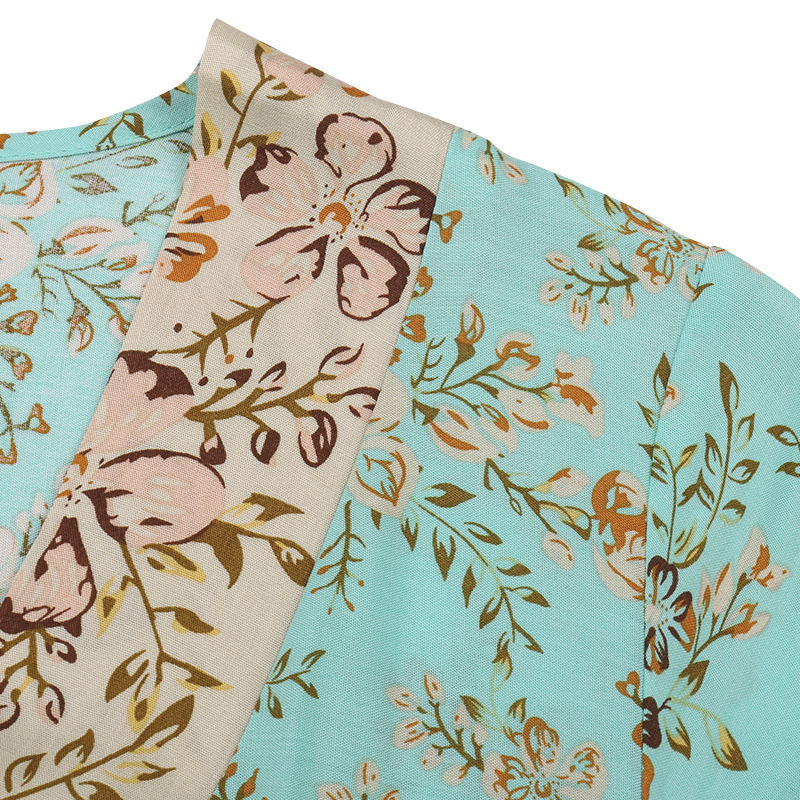 2021 European and American women's short sleeve V-neck Bohemian Floral Dress