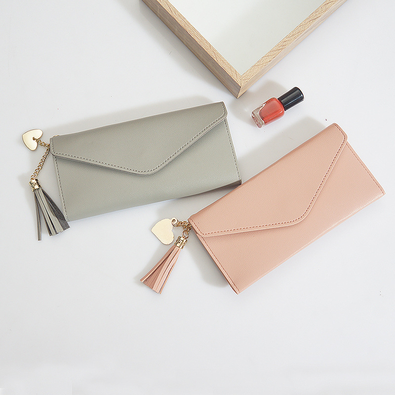 New wallet Female Long Fashion Korean Student Wallet fashion simple love tassel buckle Wallet