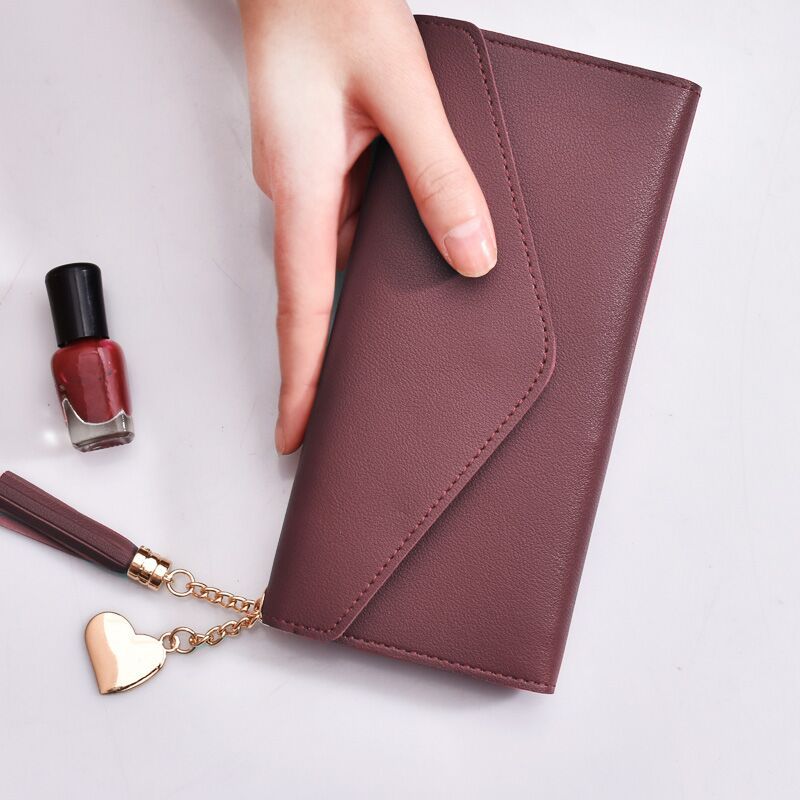 New wallet Female Long Fashion Korean Student Wallet fashion simple love tassel buckle Wallet