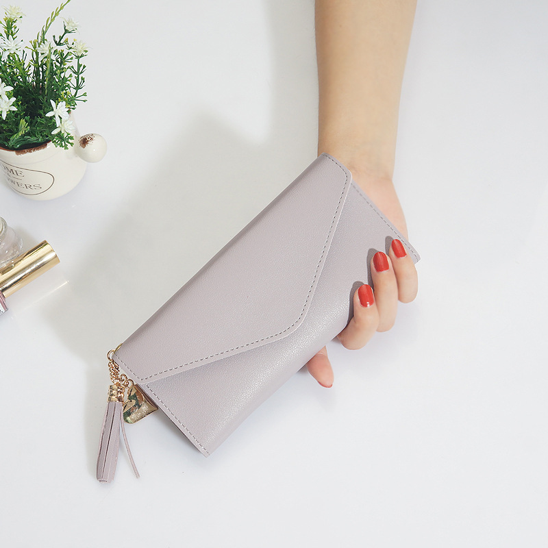 New wallet Female Long Fashion Korean Student Wallet fashion simple love tassel buckle Wallet