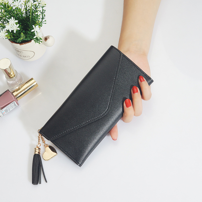 New wallet Female Long Fashion Korean Student Wallet fashion simple love tassel buckle Wallet