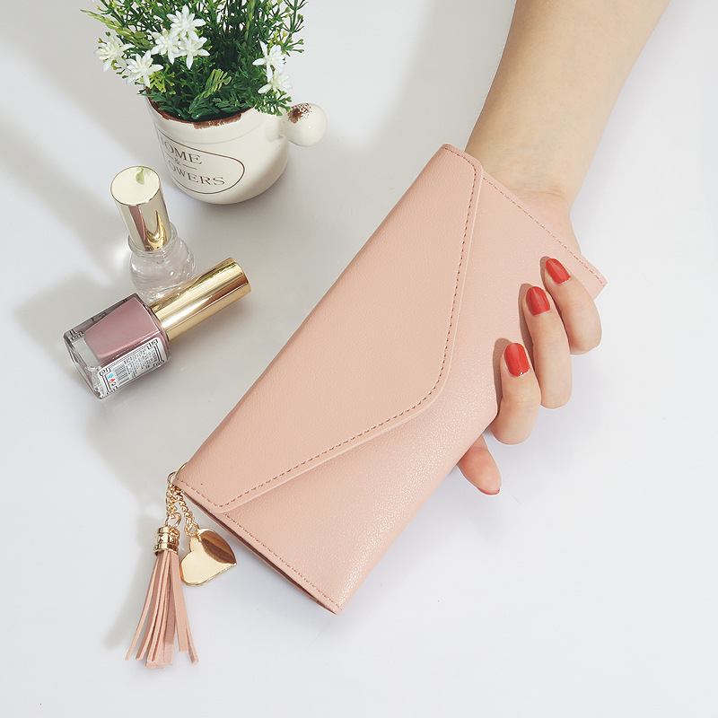 New wallet Female Long Fashion Korean Student Wallet fashion simple love tassel buckle Wallet