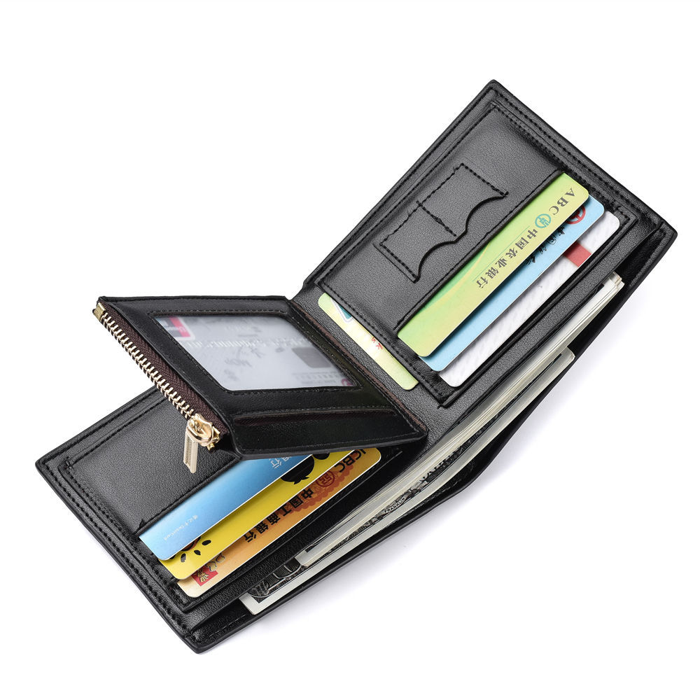 New men&apos;s short wallet Korean business multi Card Wallet Zipper zero wallet three fold Wallet