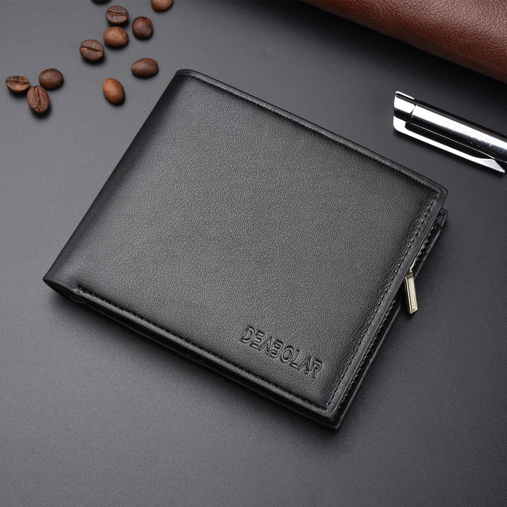 New men&apos;s short wallet Korean business multi Card Wallet Zipper zero wallet three fold Wallet