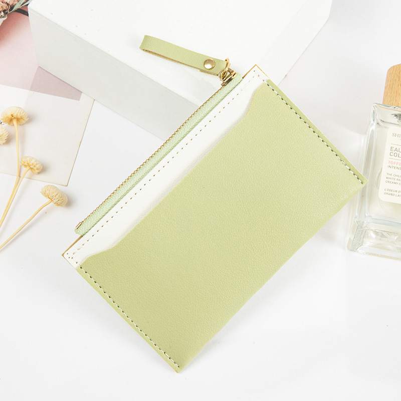 2021 New PU leather splicing color contrast certificate card small fresh Wallet