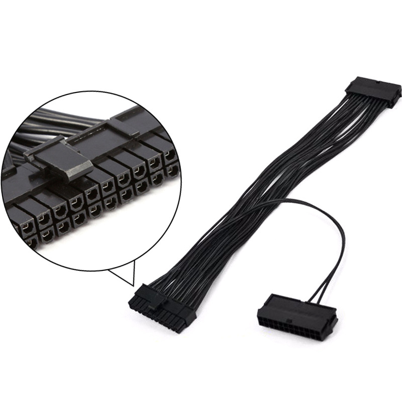 30cm 24 Pin Dual Psu ATX Power Supply Adapter Cable Connector