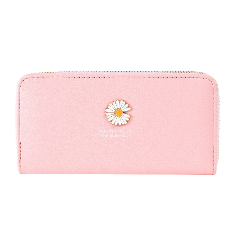 Women's long small daisy double zipper handbag 2020 new high capacity multi card mobile phone wallet