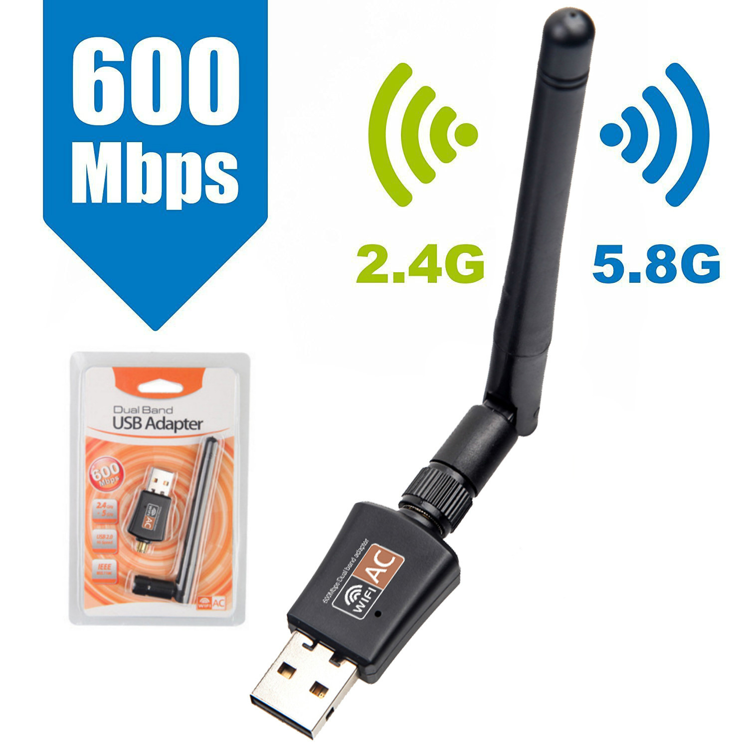 Dual band USB wireless network card ac600m antenna WiFi receiver rtl8811 mini network card receiver
