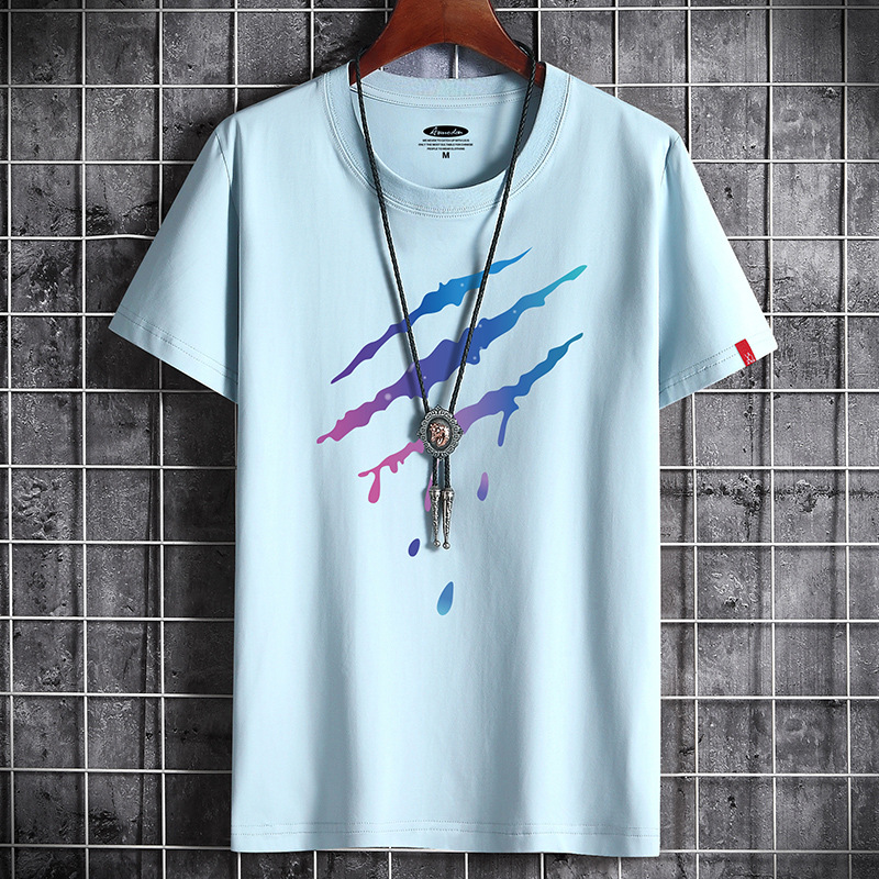 Summer new cotton T-shirt round neck trend half sleeve student loose bottomed shirt