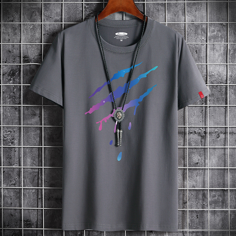 Summer new cotton T-shirt round neck trend half sleeve student loose bottomed shirt