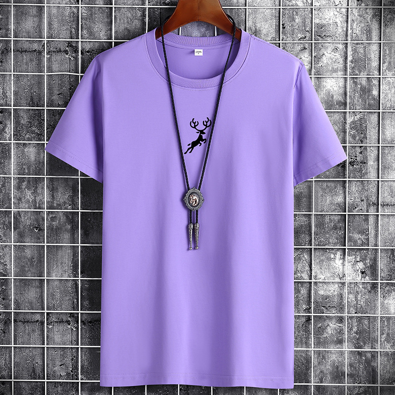 Men&apos;s short sleeve T-shirt summer loose casual trend round neck bottom shirt half sleeve