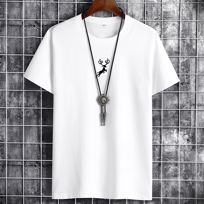 Men&apos;s short sleeve T-shirt summer loose casual trend round neck bottom shirt half sleeve