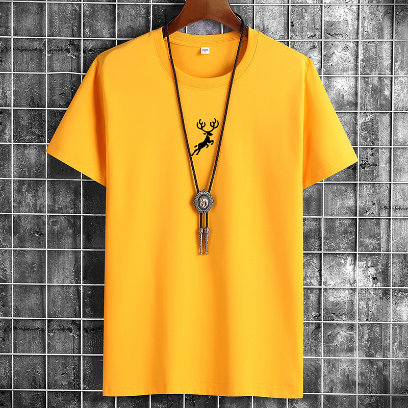 Men&apos;s short sleeve T-shirt summer loose casual trend round neck bottom shirt half sleeve