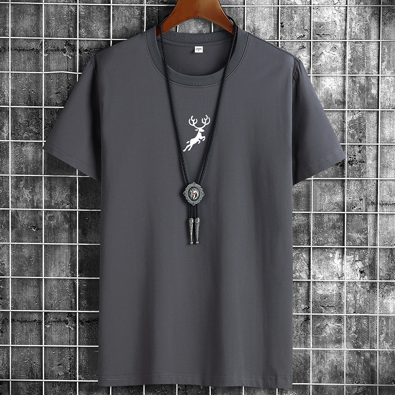 Men&apos;s short sleeve T-shirt summer loose casual trend round neck bottom shirt half sleeve