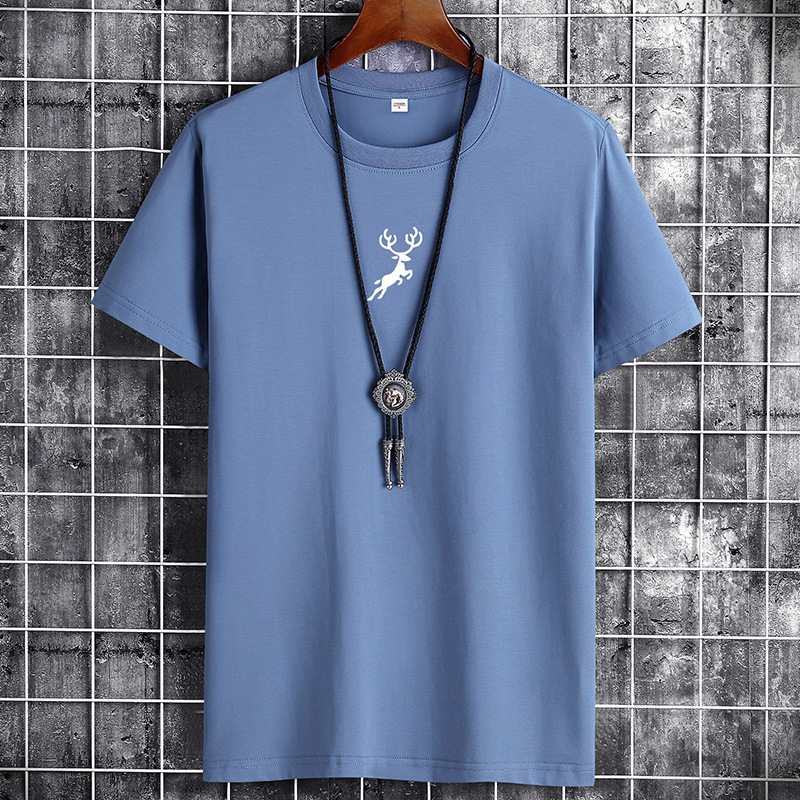 Men&apos;s short sleeve T-shirt summer loose casual trend round neck bottom shirt half sleeve