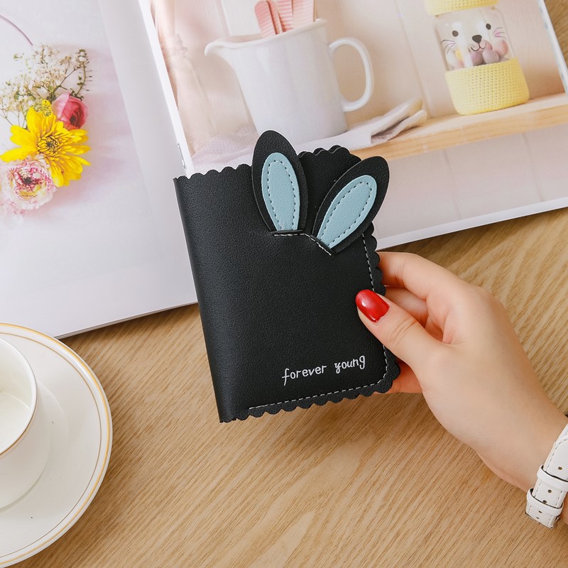 2021 New women's wallet short fashion Korean lovely student rabbit ear female wallet zero wallet