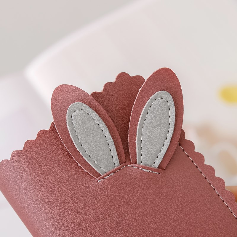 2021 New women's wallet short fashion Korean lovely student rabbit ear female wallet zero wallet