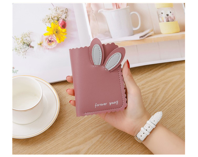 2021 New women's wallet short fashion Korean lovely student rabbit ear female wallet zero wallet