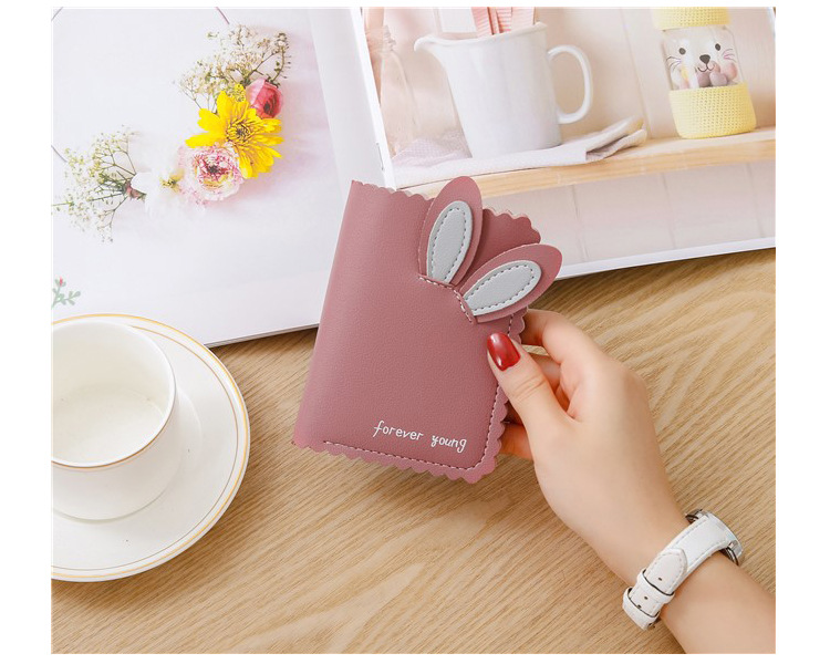 2021 New women's wallet short fashion Korean lovely student rabbit ear female wallet zero wallet