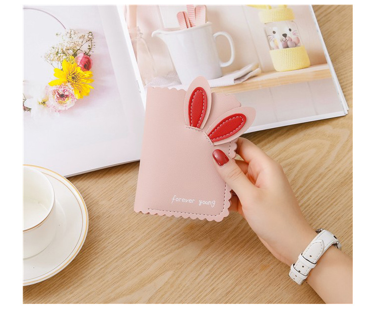 2021 New women's wallet short fashion Korean lovely student rabbit ear female wallet zero wallet