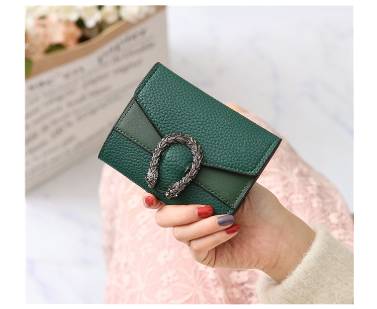 2021 New pure small wallet women's short Korean retro versatile folding Wallet