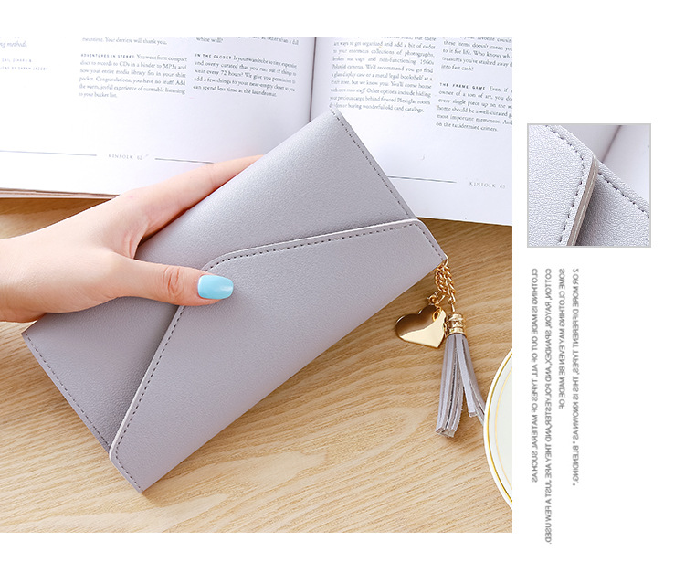 Korean new long style heart-shaped pendant simple fashion small fresh litchi pattern women's purse