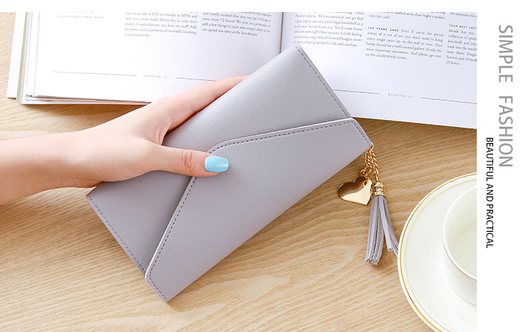 Korean new long style heart-shaped pendant simple fashion small fresh litchi pattern women's purse