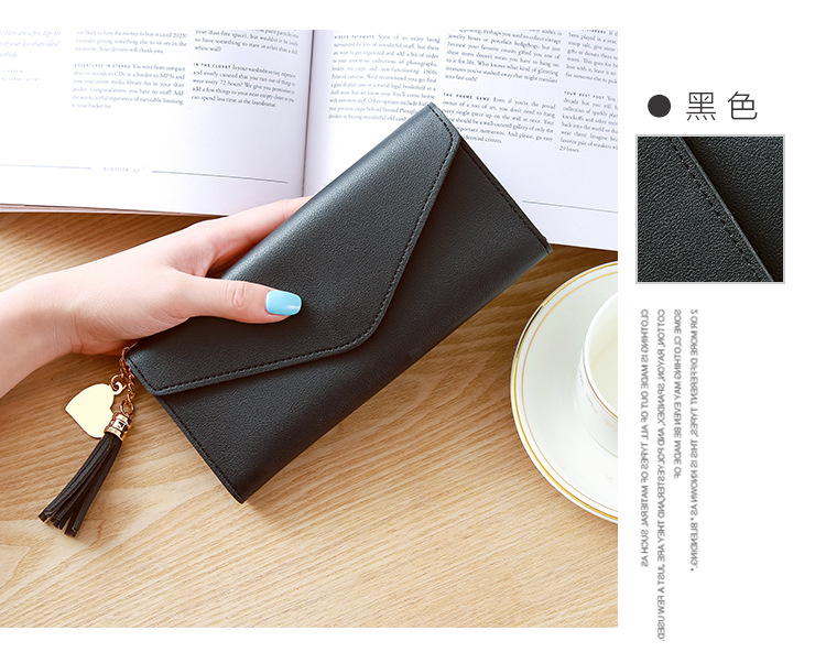 Korean new long style heart-shaped pendant simple fashion small fresh litchi pattern women's purse