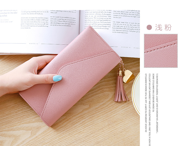 Korean new long style heart-shaped pendant simple fashion small fresh litchi pattern women's purse