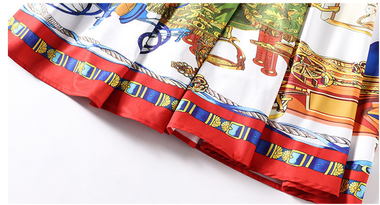 New products women's wholesale temperament fashion digital printing Lapel Long Sleeve Dress