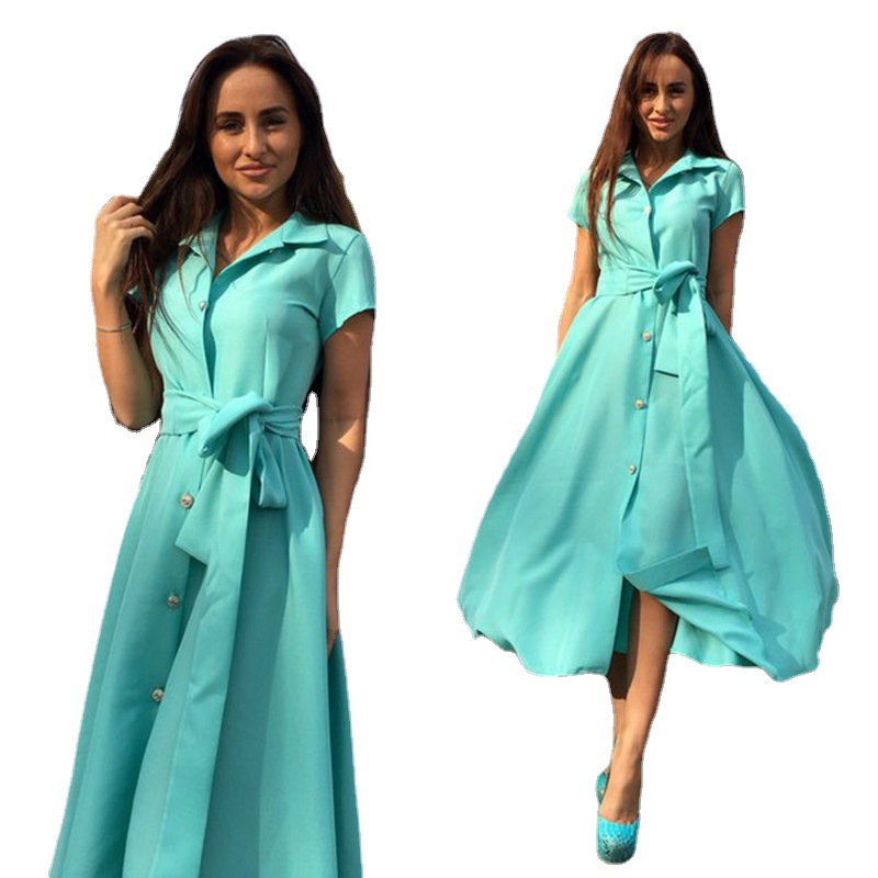 2021 Summer Hot Blue sexy long slit dress skirt