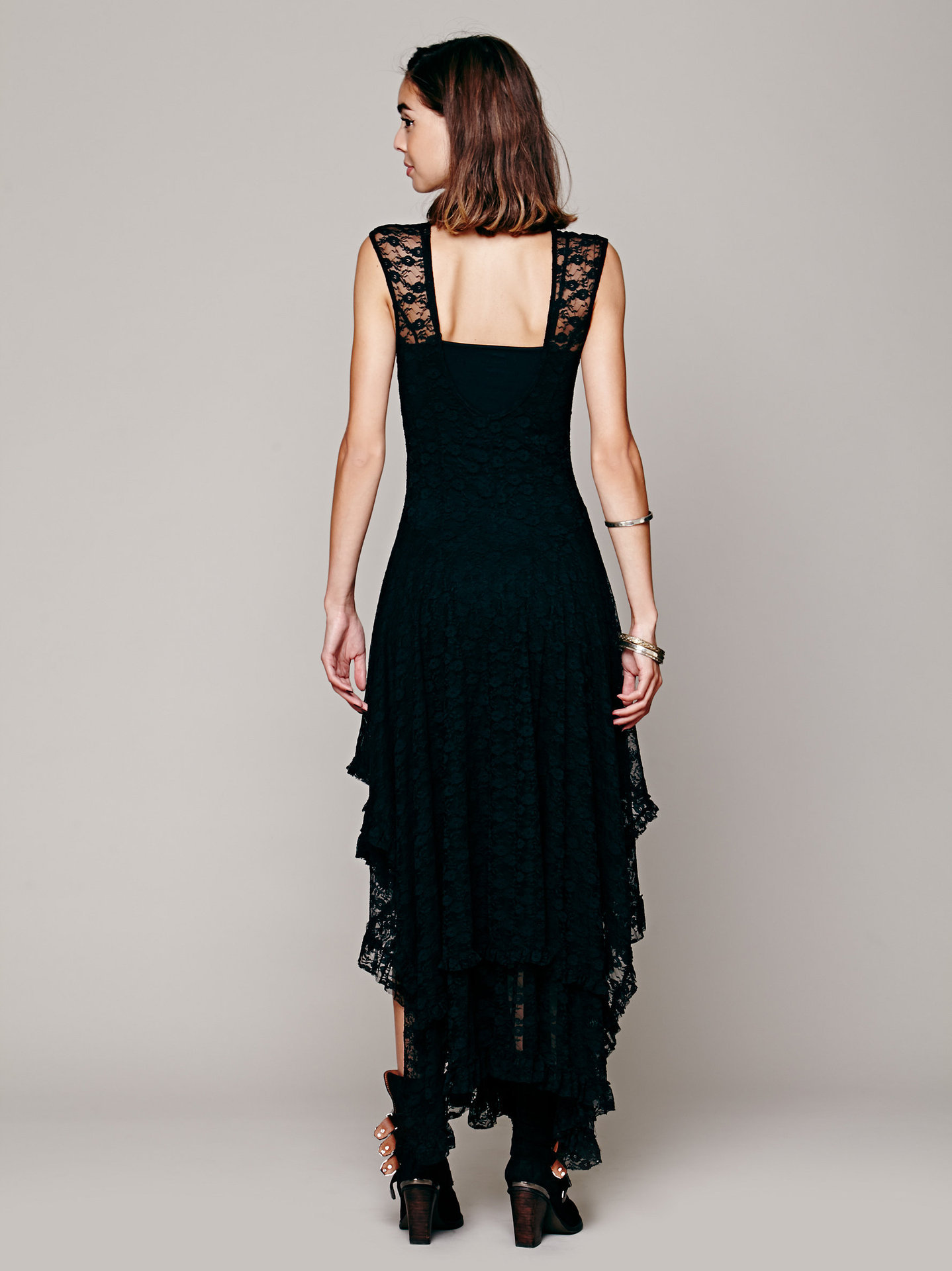 Europe station fashion women&apos;s fashion popular irregular high and low lace skirt sexy long dress