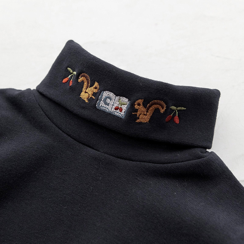 Autumn new base coat pure cotton children&apos;s middle high collar long sleeve T-shirt girl&apos;s top