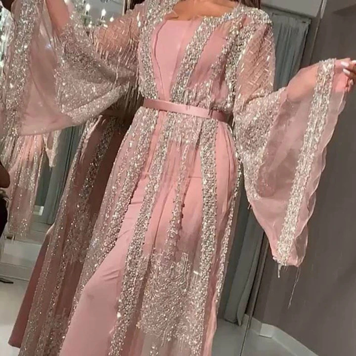 2021 New European and American gilded sexy shawl two piece banquet evening dress