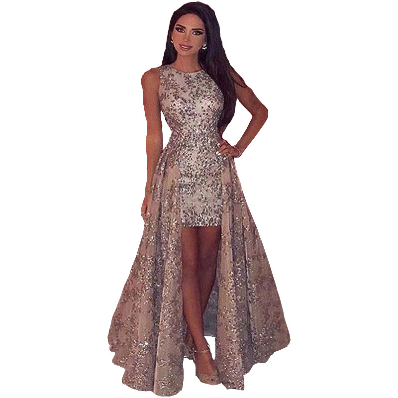 New women's sequin evening dress sexy split dress European and American dress