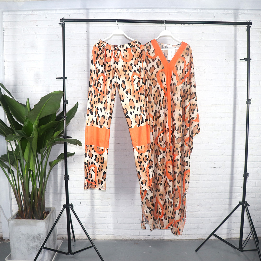 Wind Dress Fashion Chiffon digital printing two piece wide leg set