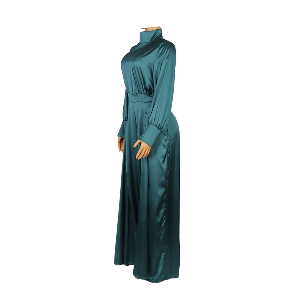 Women&apos;s fashion high waist temperament trumpet stretch satin fabric slim Jumpsuit