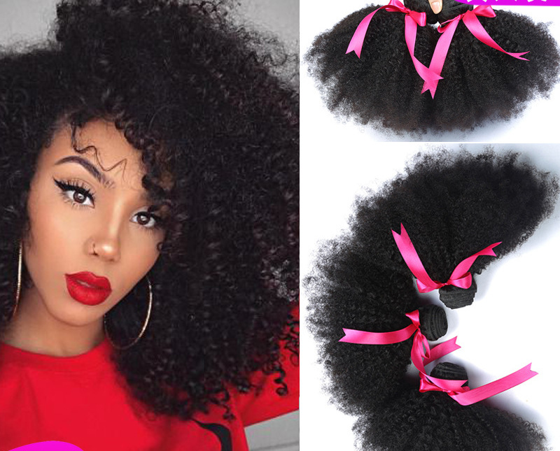 3pcs 90-100g/pc Human hair curtain hair weaves wig Afro kinky curly African small roll hair bundles