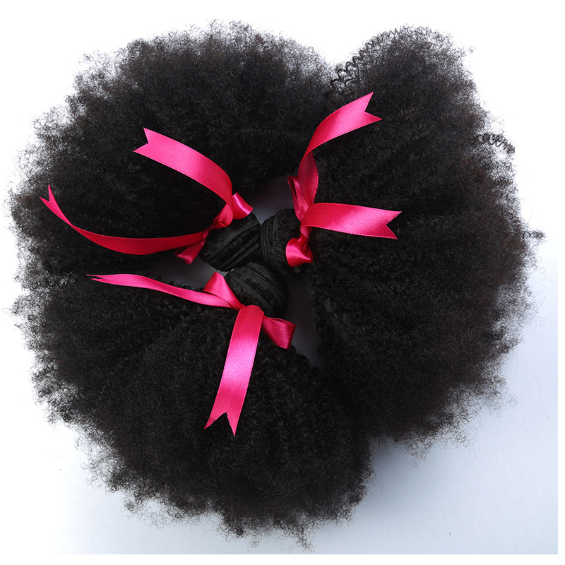 3pcs 90-100g/pc Human hair curtain hair weaves wig Afro kinky curly African small roll hair bundles
