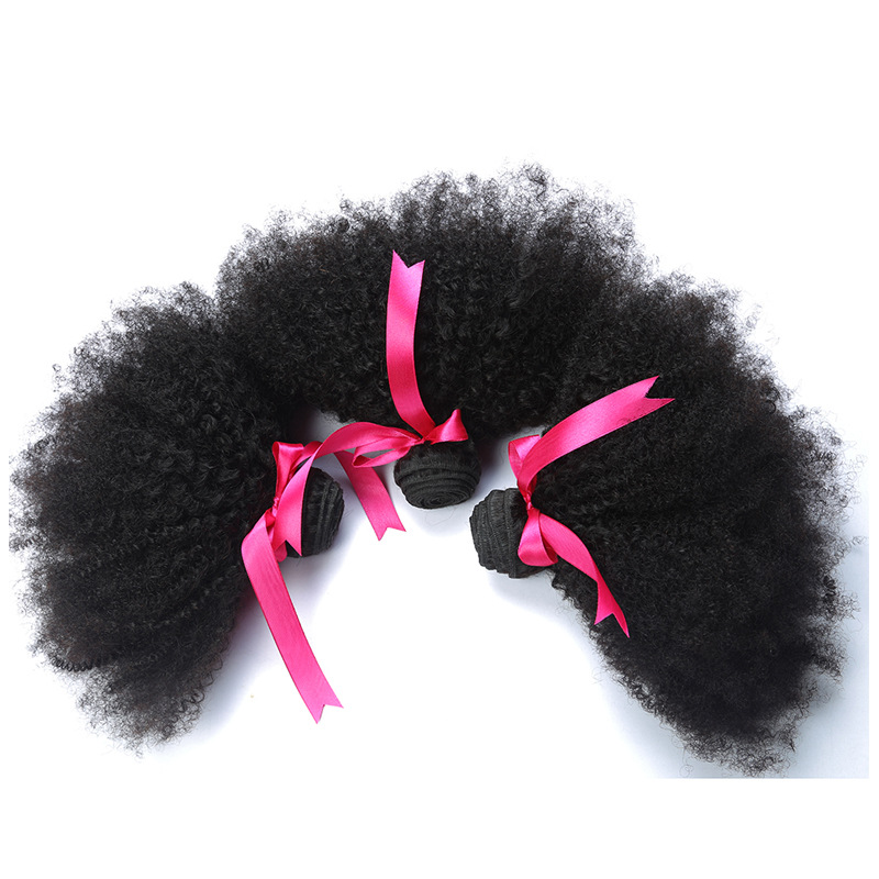 3pcs 90-100g/pc Human hair curtain hair weaves wig Afro kinky curly African small roll hair bundles