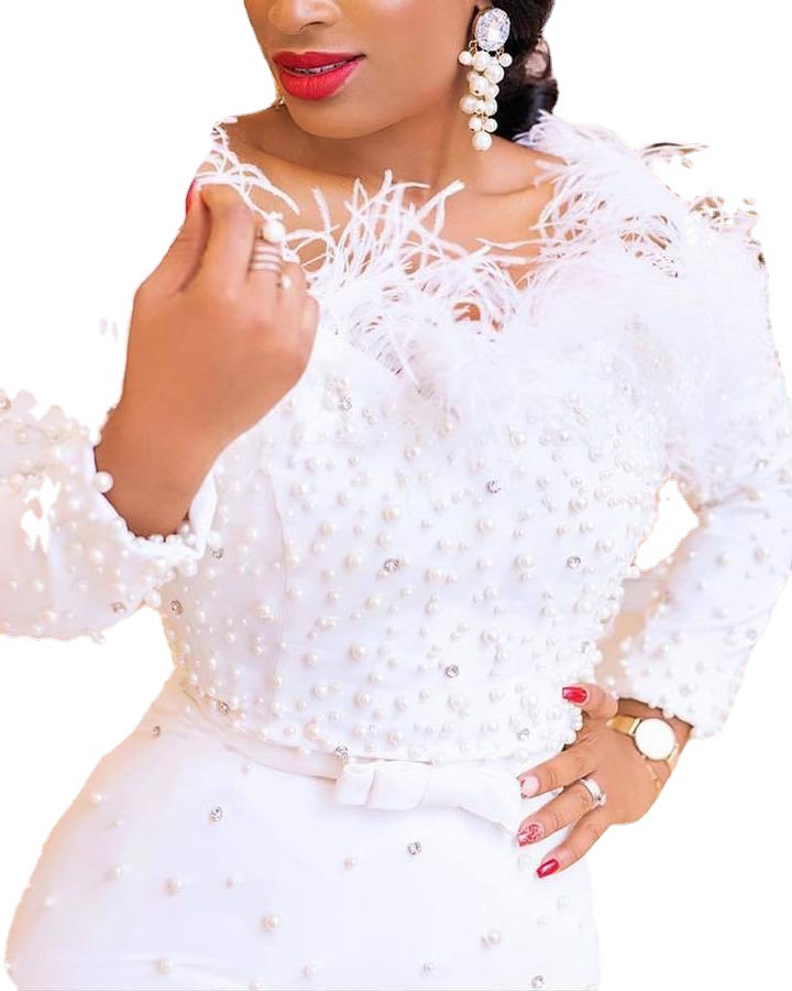 2021 European and American foreign trade women's wear nail bead wrapped hip sexy dress