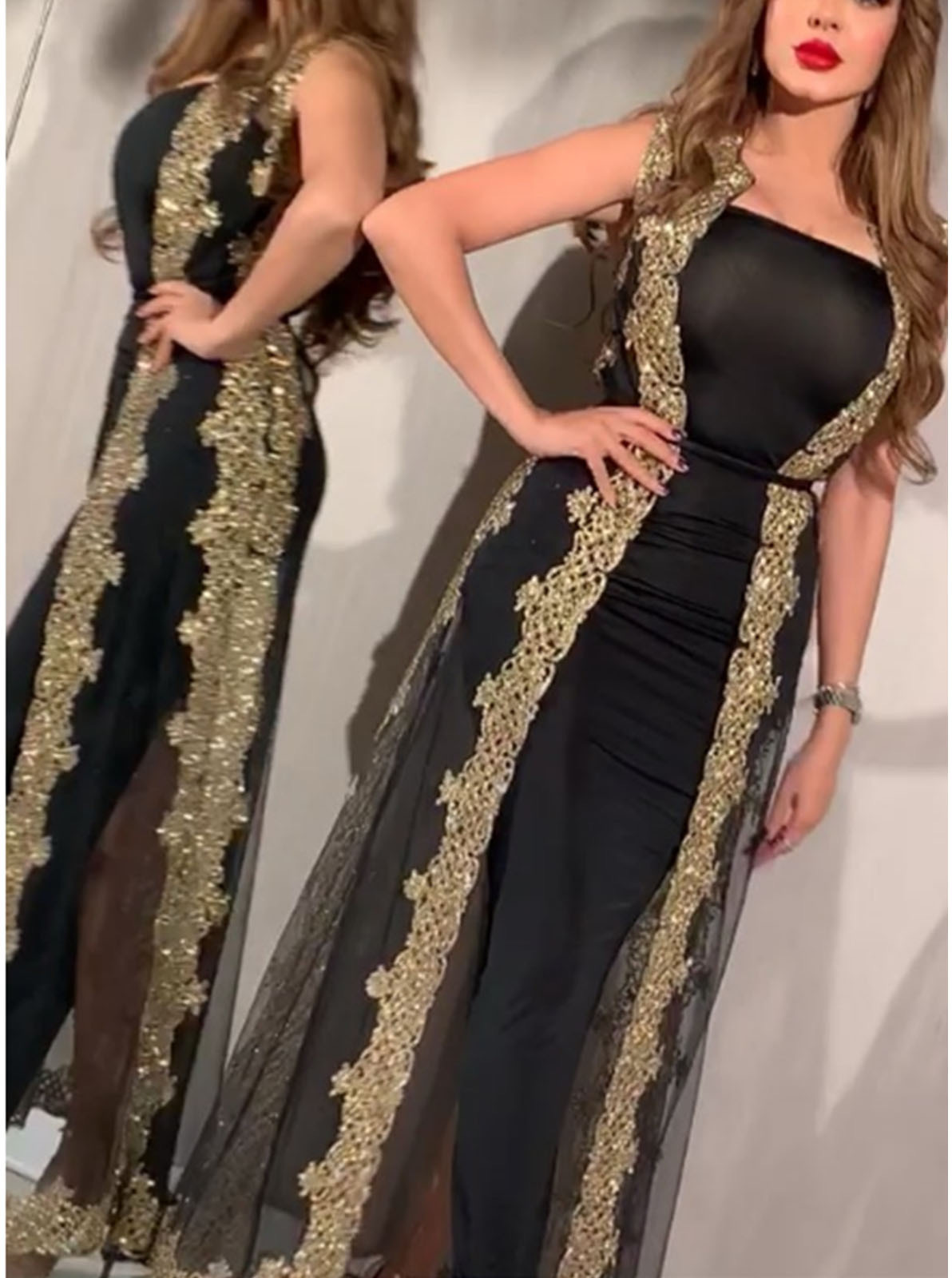 New women's sexy mesh shawl Prom Dress two-piece set